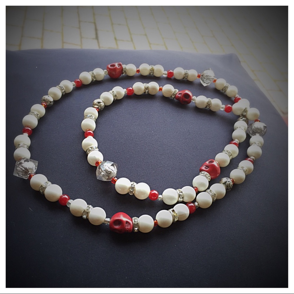 Unisex Necklace - Skulls & Roses - Handcrafted